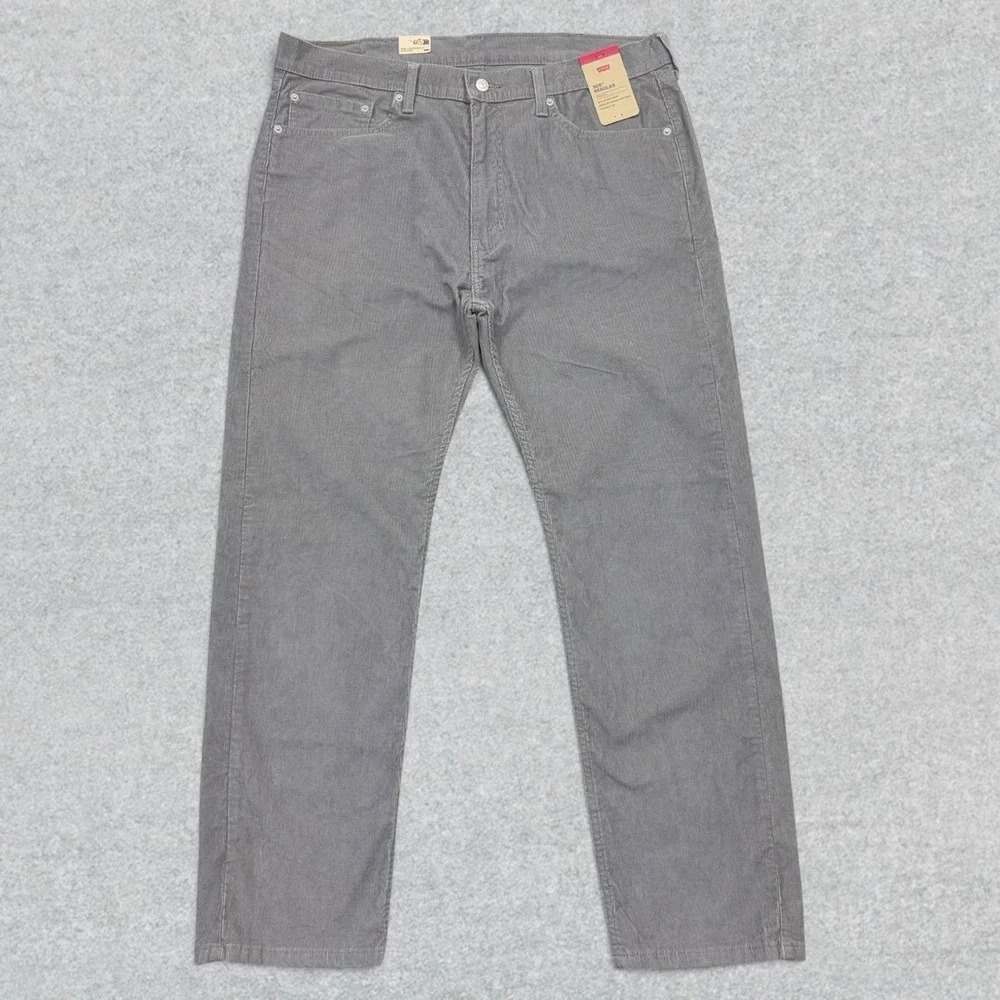 Levi's 505 Pants Mens 38x32 Gray Corduroy Regular Fit Straight Leg Stretch